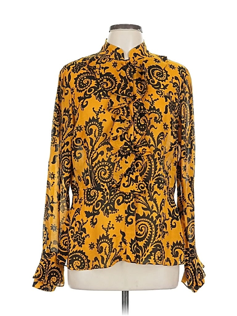 Pre-owned Etcetera Long Sleeve Blouse In Gold