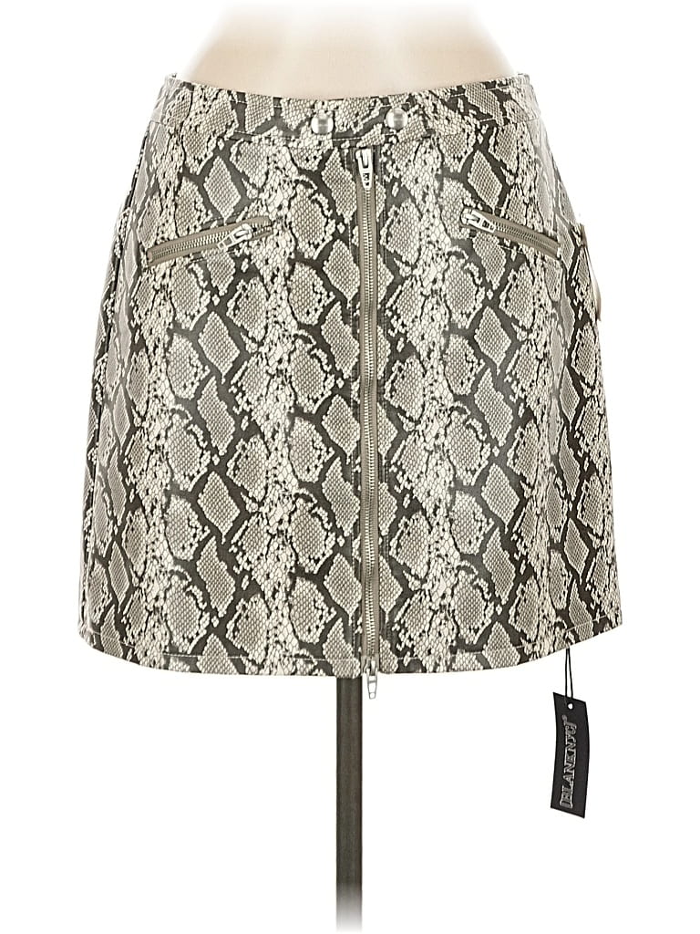 Pre-owned Blanknyc Blank Nyc Faux Leather Skirt In Silver