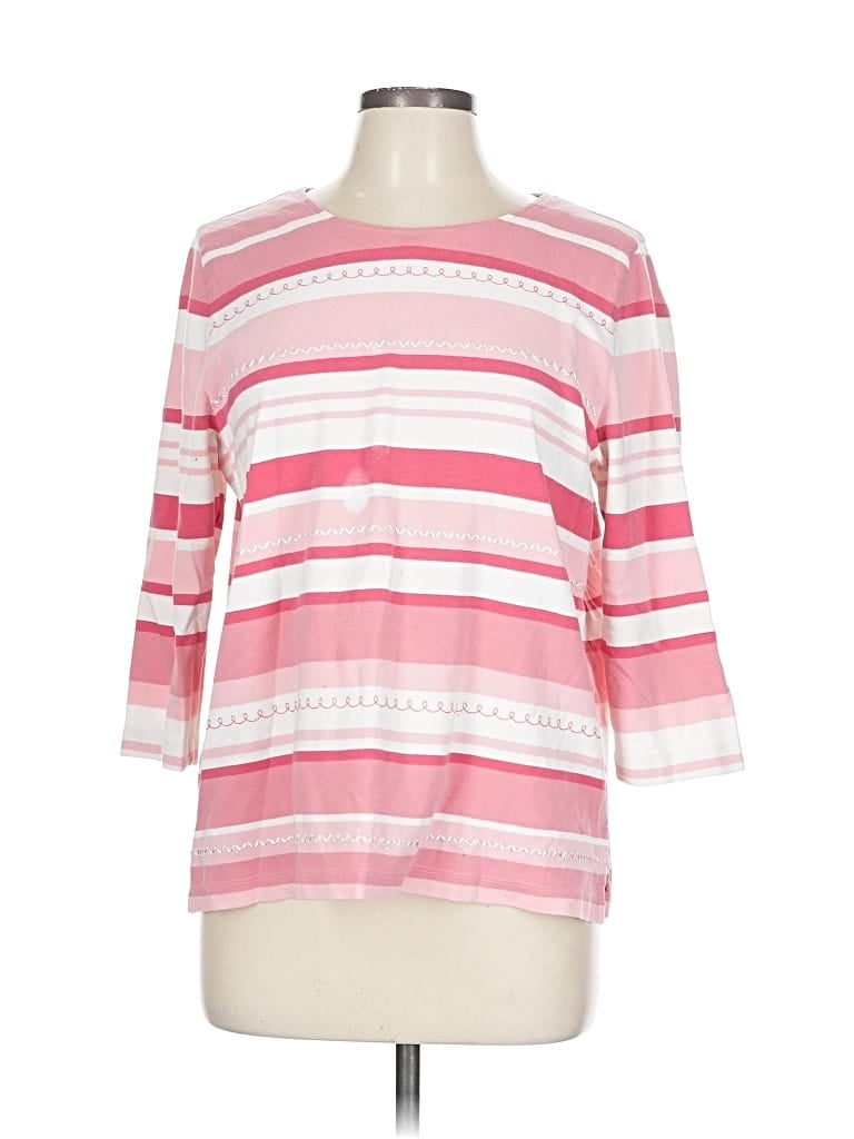 Pre-owned Alfred Dunner 3/4 Sleeve T-shirt In Pink