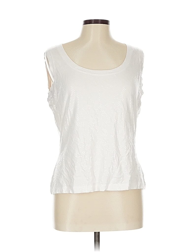 Pre-owned St John Sleeveless Top White Scoop Neck Tops