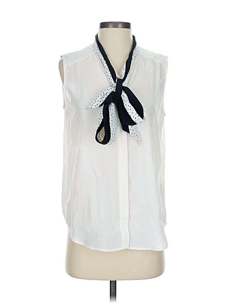 7 For All Mankind Sleeveless Button Down Shirt In White