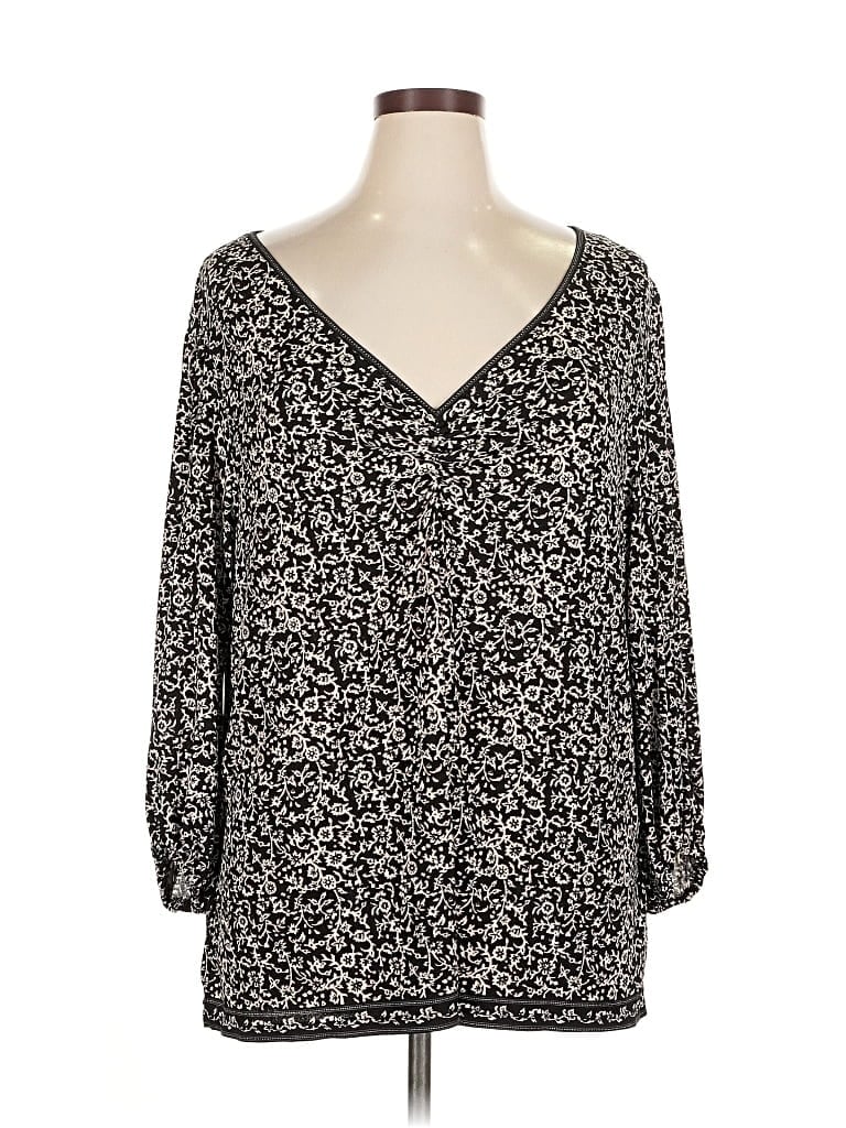Pre-owned Max Studio Long Sleeve Blouse In Black