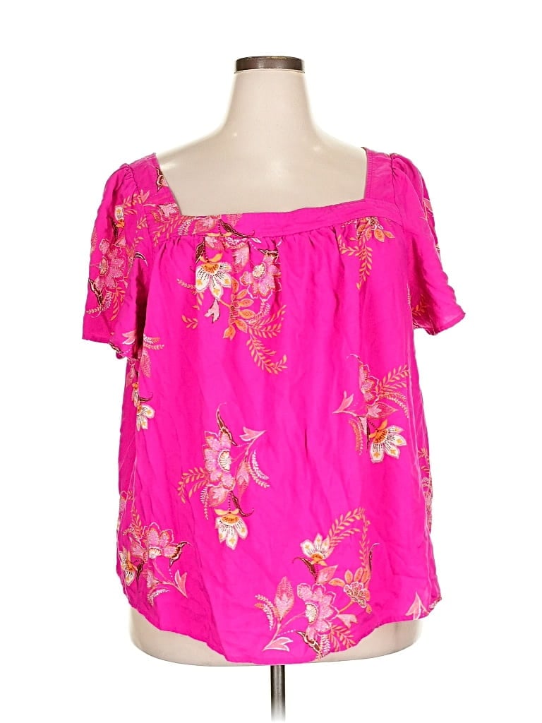 Pre-owned Torrid Short Sleeve Blouse In Pink
