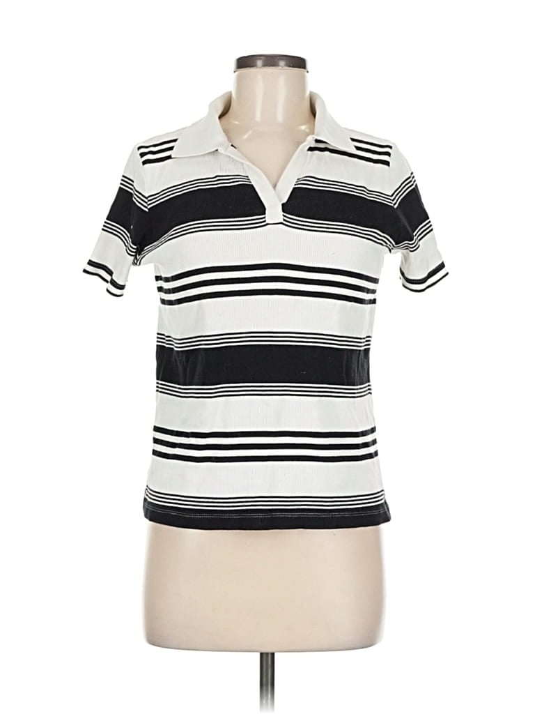 Pre-owned Madison Short Sleeve Top Ivory Collared Neckline Tops In White