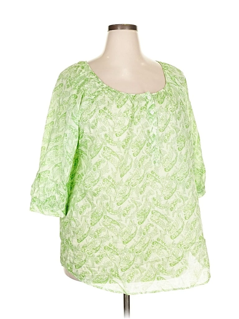 Pre-owned Falls Creek 3/4 Sleeve Blouse In Green