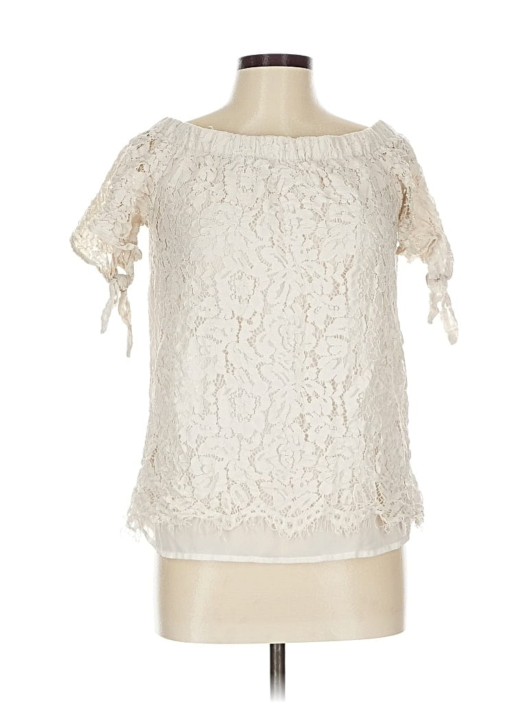 Pre-owned Lulus Short Sleeve Blouse In White
