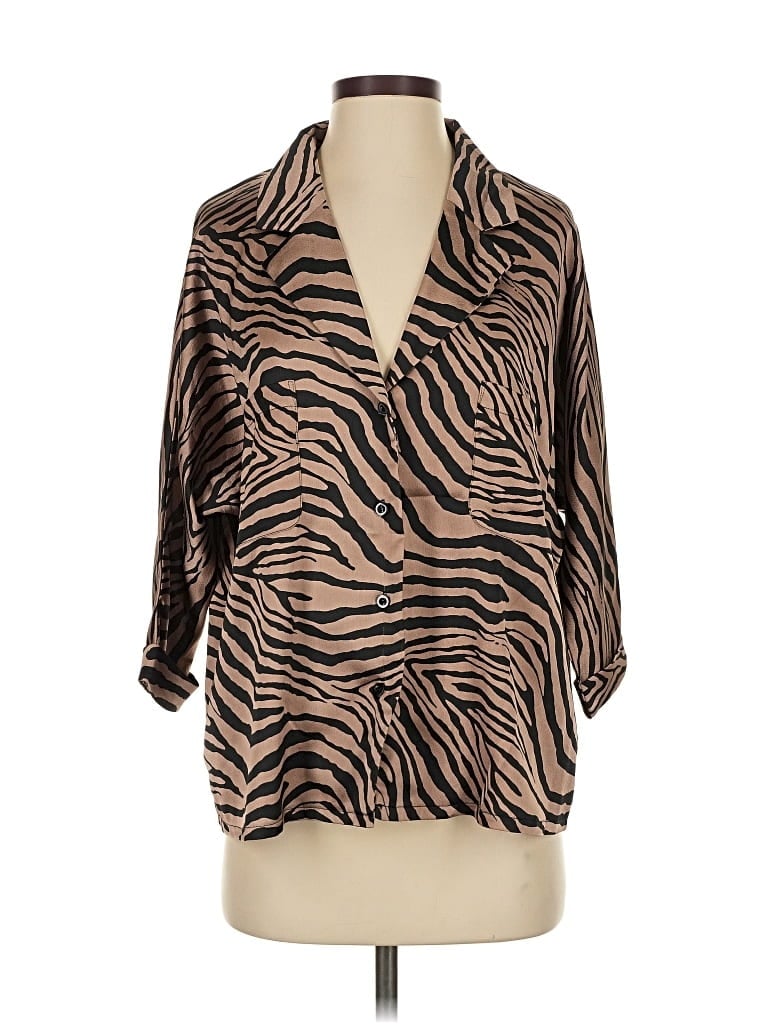 Pre-owned Nasty Gal Inc. 3/4 Sleeve Blouse In Brown