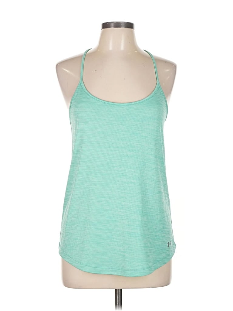 Pre-owned Under Armour Tank Top Teal Halter Neckline Tops In Blue