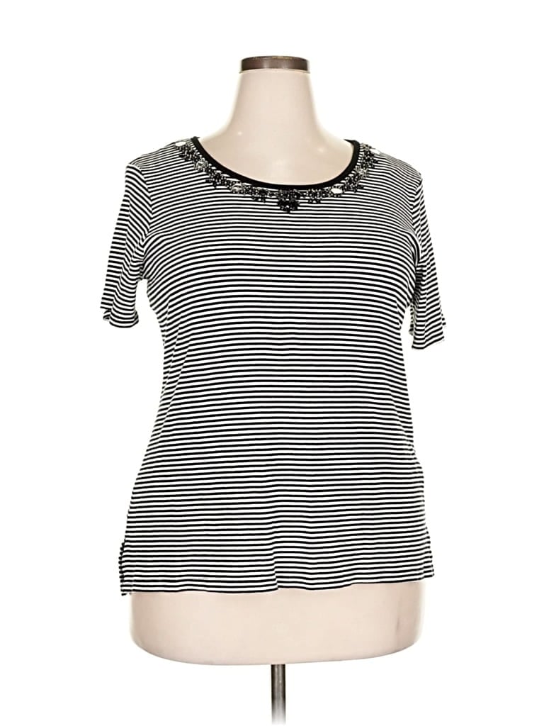 Pre-owned Chaus Short Sleeve Top Black Scoop Neck Tops