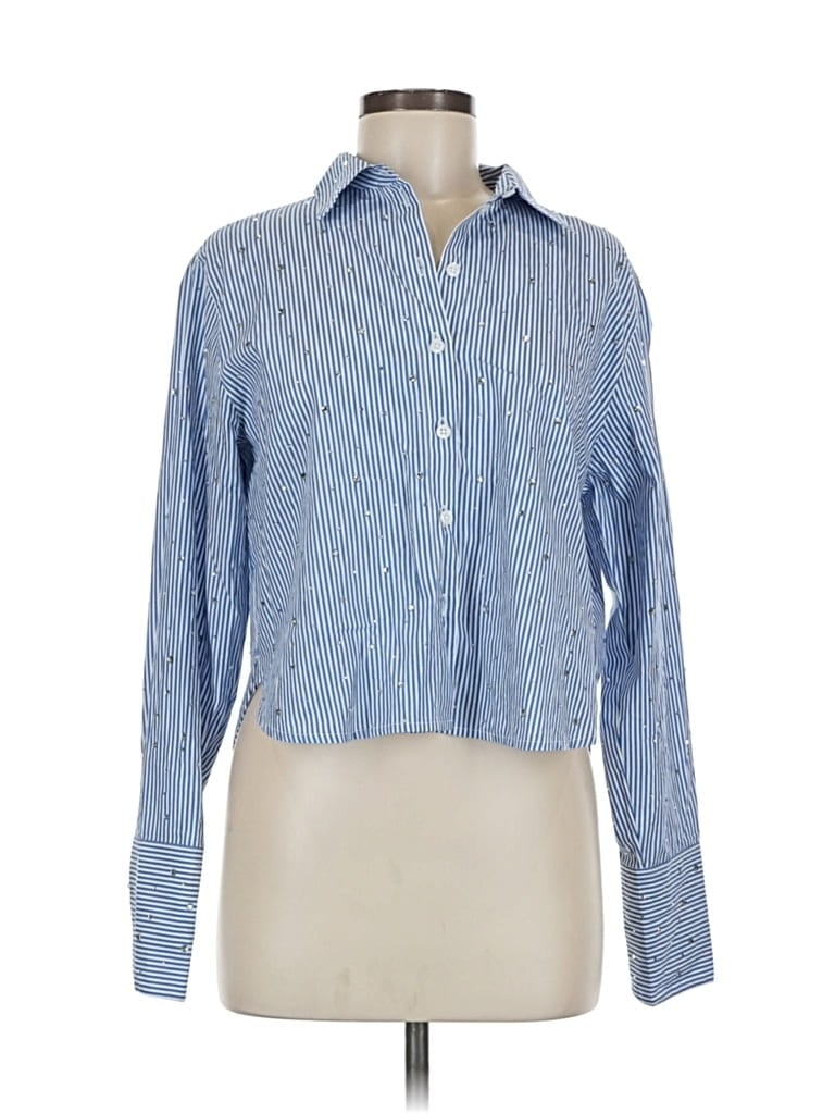 Pre-owned J.crew Collection Long Sleeve Button Down Shirt In Blue