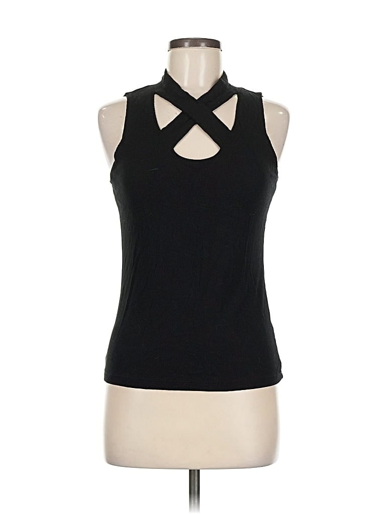 Pre-owned Lna Sleeveless Top Black Keyhole Neckline Tops