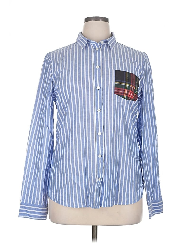 Pre-owned J.crew Factory Store Long Sleeve Button Down Shirt In Blue