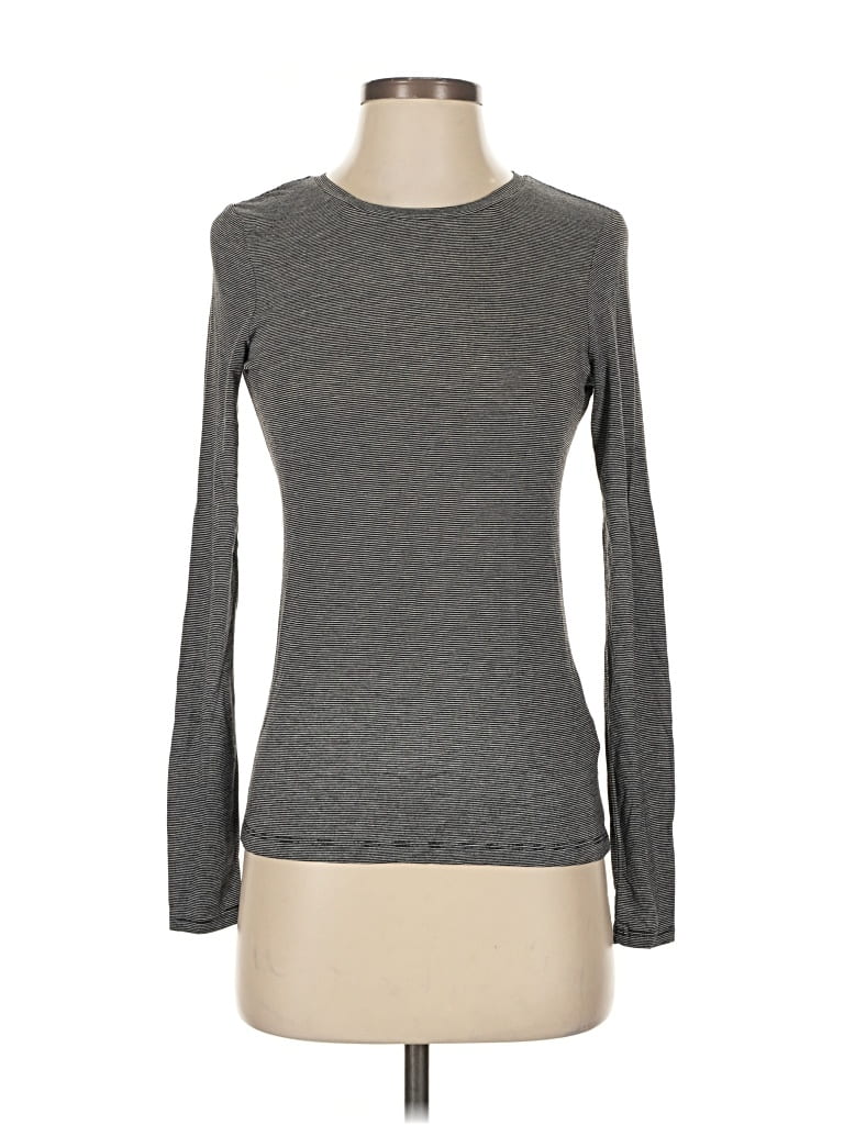 Pre-owned Cece Long Sleeve Top Gray Crew Neck Tops