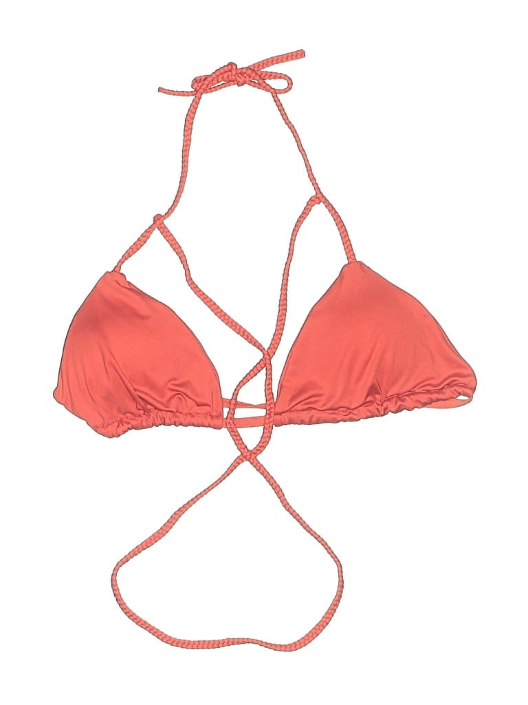 Pre-owned Vestidos Swimsuit Top Orange Solid Pattern Swimwear