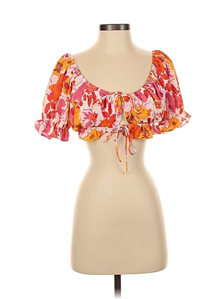 Pre-owned Princess Polly Short Sleeve Blouse In Orange