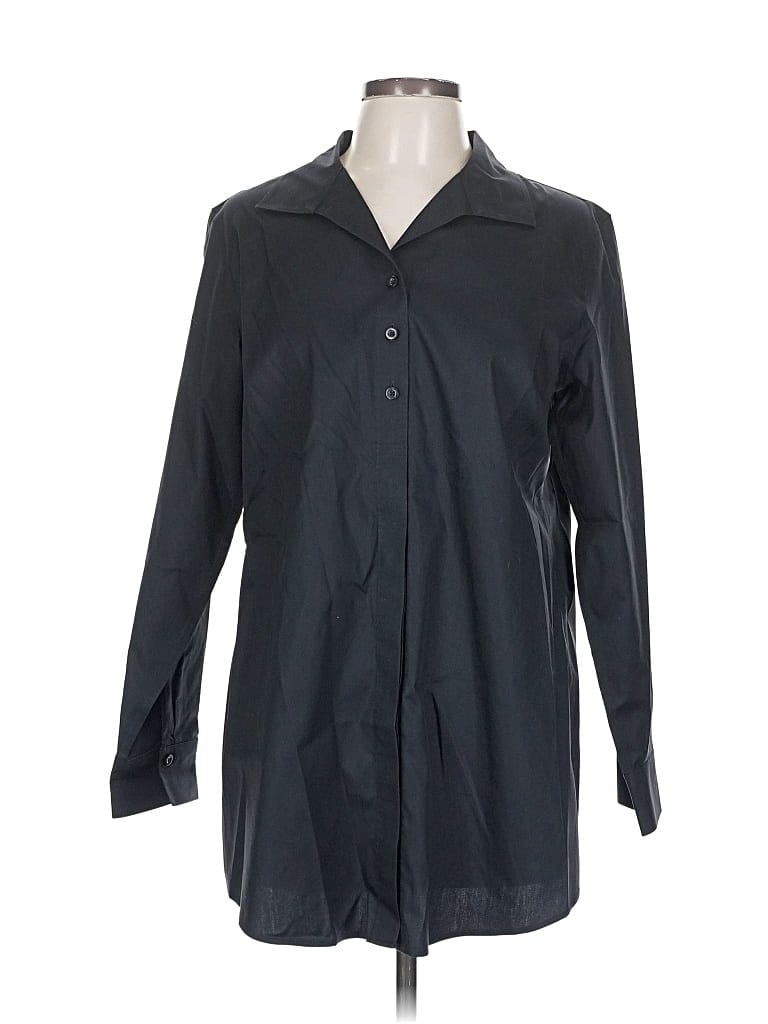 Pre-owned Chico's Long Sleeve Button Down Shirt In Black
