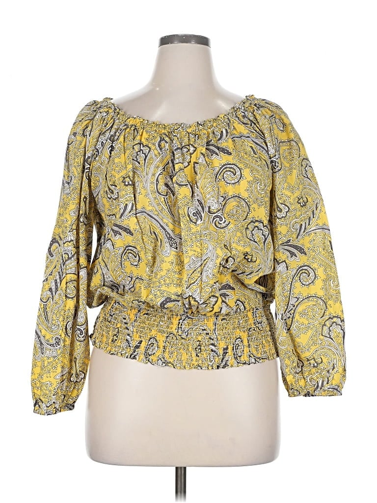 Pre-owned Michael Michael Kors 3/4 Sleeve Blouse In Yellow