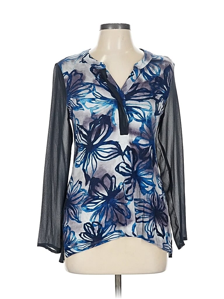 Pre-owned Simply Vera Vera Wang Long Sleeve Blouse In Blue