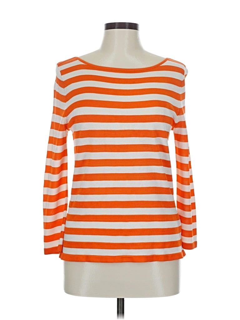 Pre-owned Ellen Tracy Silk Pullover Sweater In Orange