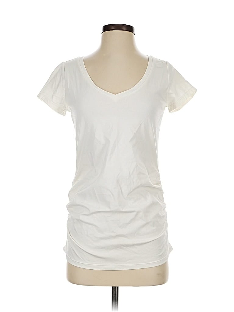 Pre-owned Old Navy Short Sleeve Top Ivory Scoop Neck Tops In White