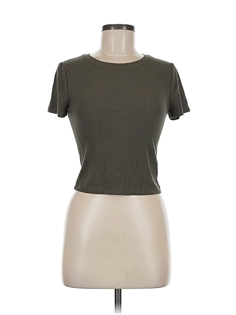 Pre-owned Express Short Sleeve Top Green Crew Neck Tops