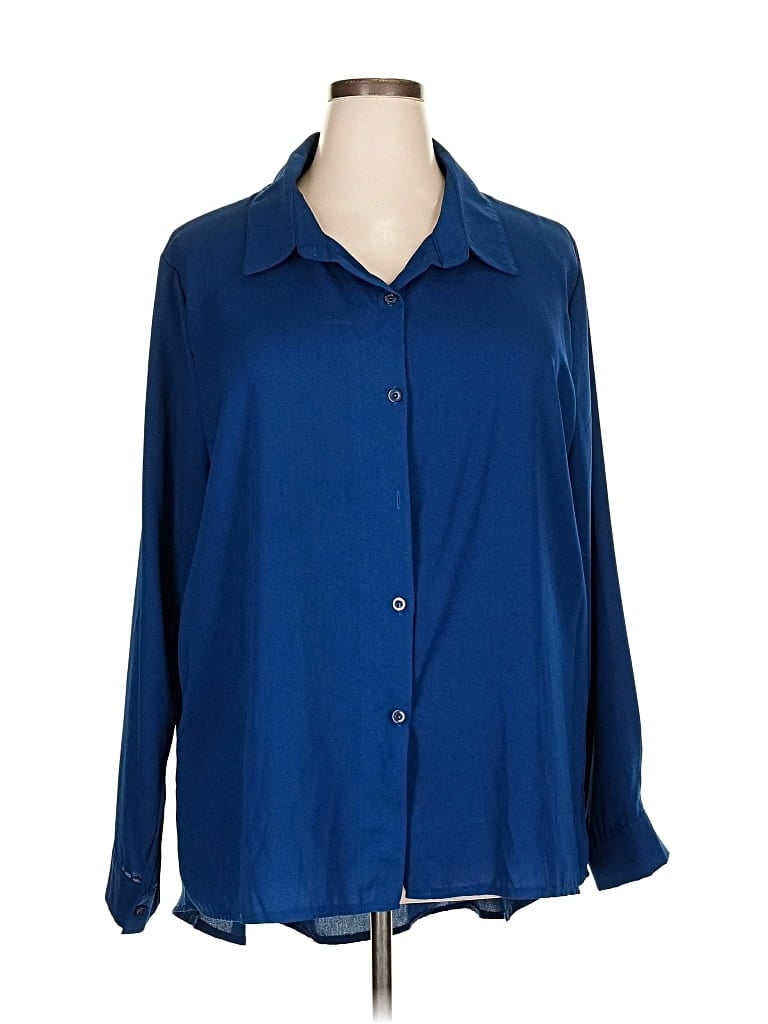 Pre-owned Shein Curve Long Sleeve Blouse In Blue