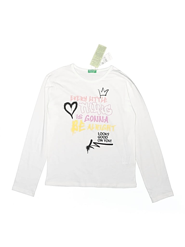 Pre-owned United Colors Of Benetton Kids'  Long Sleeve T-shirt In White