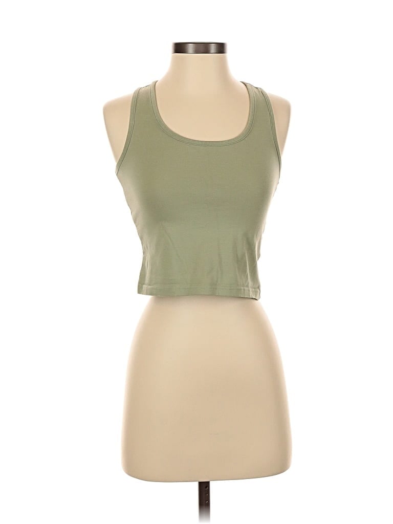 Pre-owned Unbranded Tank Top Green Halter Neckline Tops