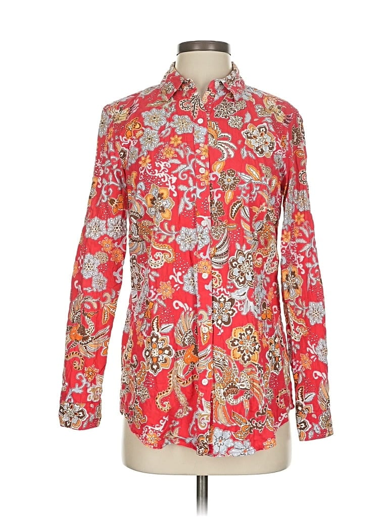 Pre-owned J. Mclaughlin Long Sleeve Button Down Shirt In Red