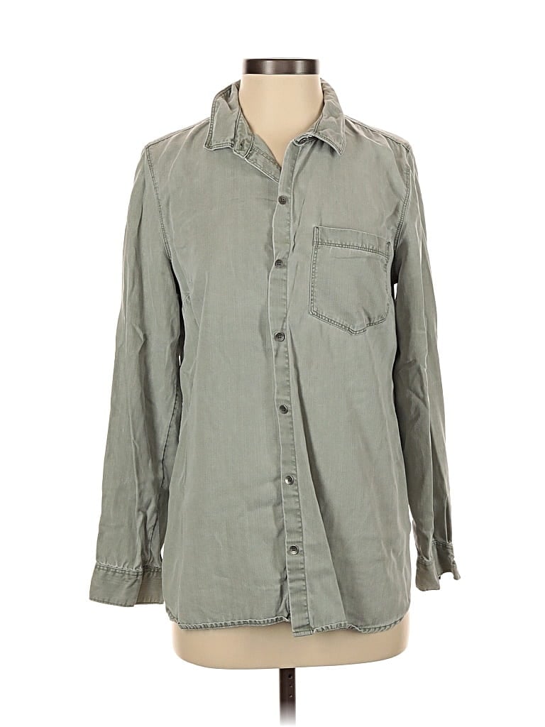 Pre-owned Old Navy Long Sleeve Button Down Shirt In Gray
