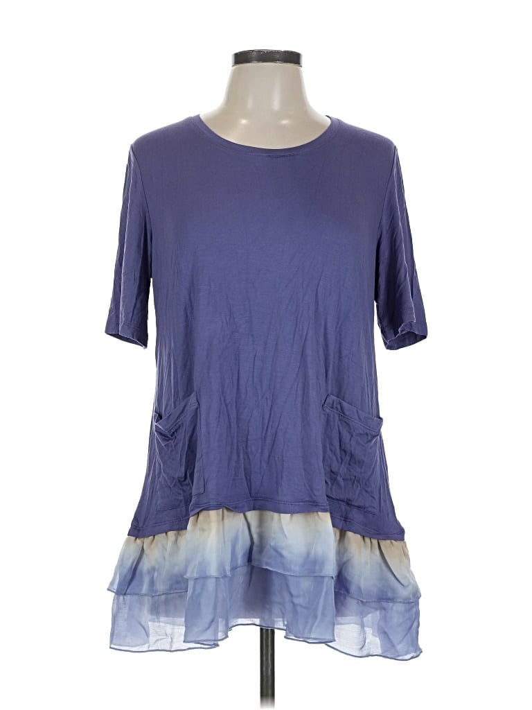 Pre-owned Logo By Lori Goldstein Short Sleeve Top Purple Scoop Neck Tops