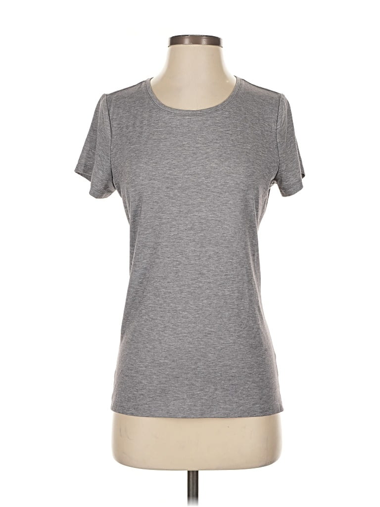 Pre-owned Athleta Short Sleeve Top Gray Crew Neck Tops