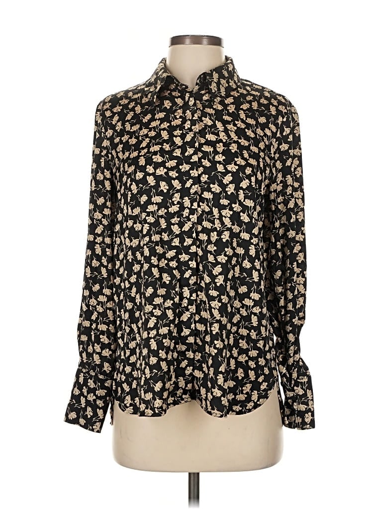 Pre-owned Mng Long Sleeve Blouse In Black