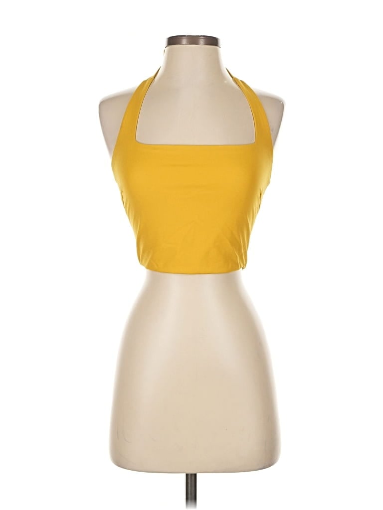 Pre-owned Tiger Mist Sleeveless Top Yellow Halter Neckline Tops