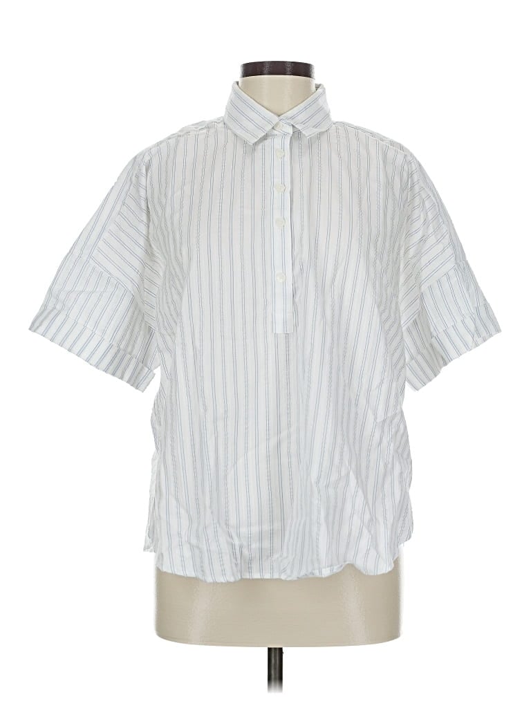 Ann Taylor Loft Short Sleeve Button Down Shirt In White