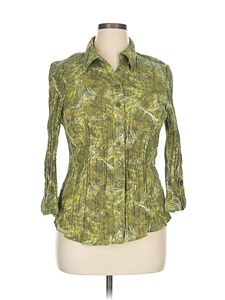 Pre-owned Christopher & Banks 3/4 Sleeve Blouse In Green