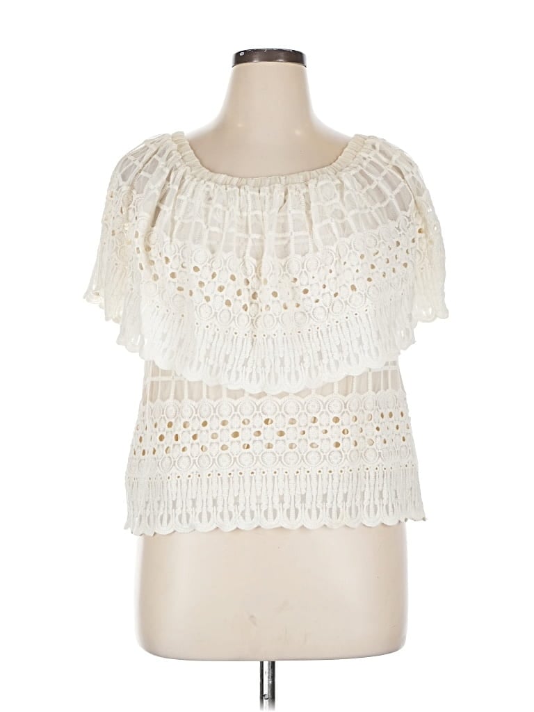Pre-owned Harlyn Short Sleeve Blouse In White