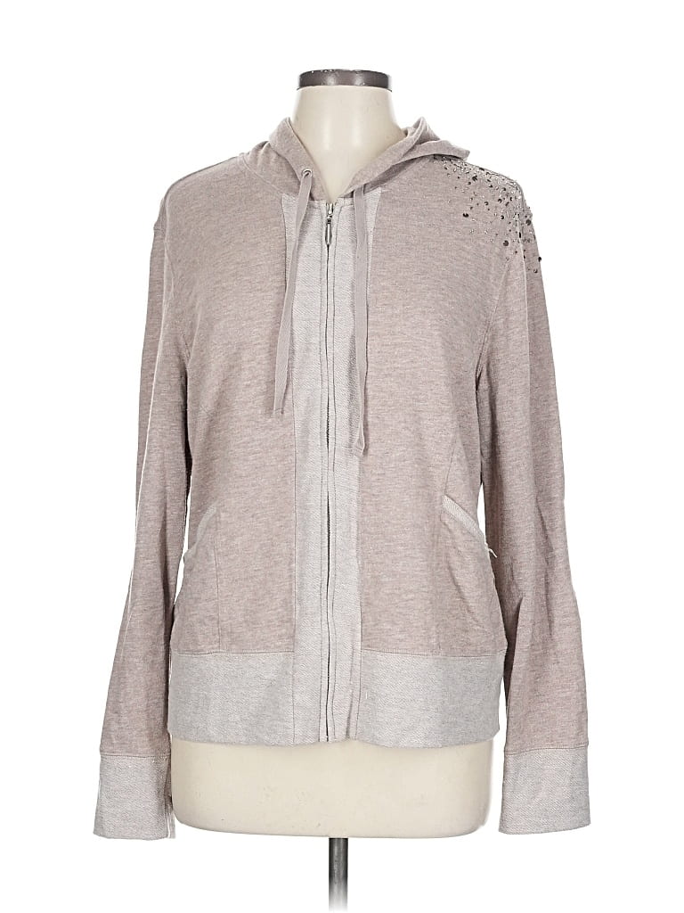 Pre-owned New York And Company Zip Up Hoodie In Brown
