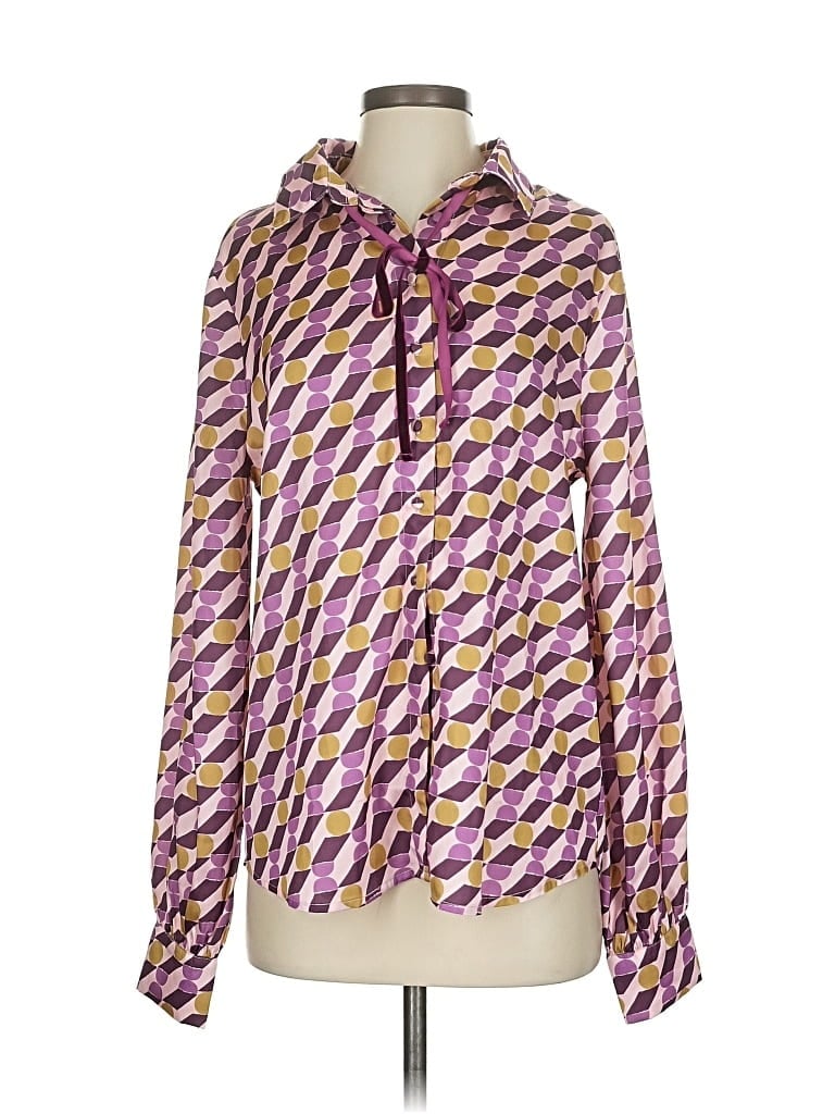 Pre-owned The Shirt By Rochelle Behrens Long Sleeve Blouse In Purple