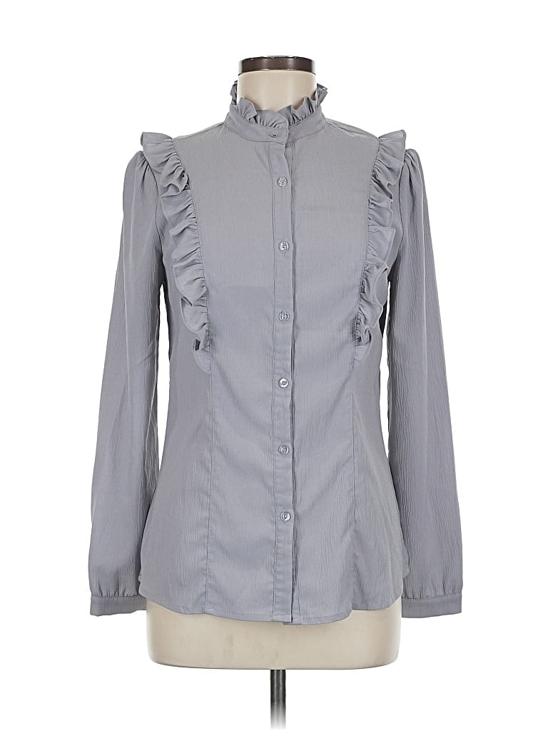 Pre-owned Octavia Long Sleeve Blouse In Gray
