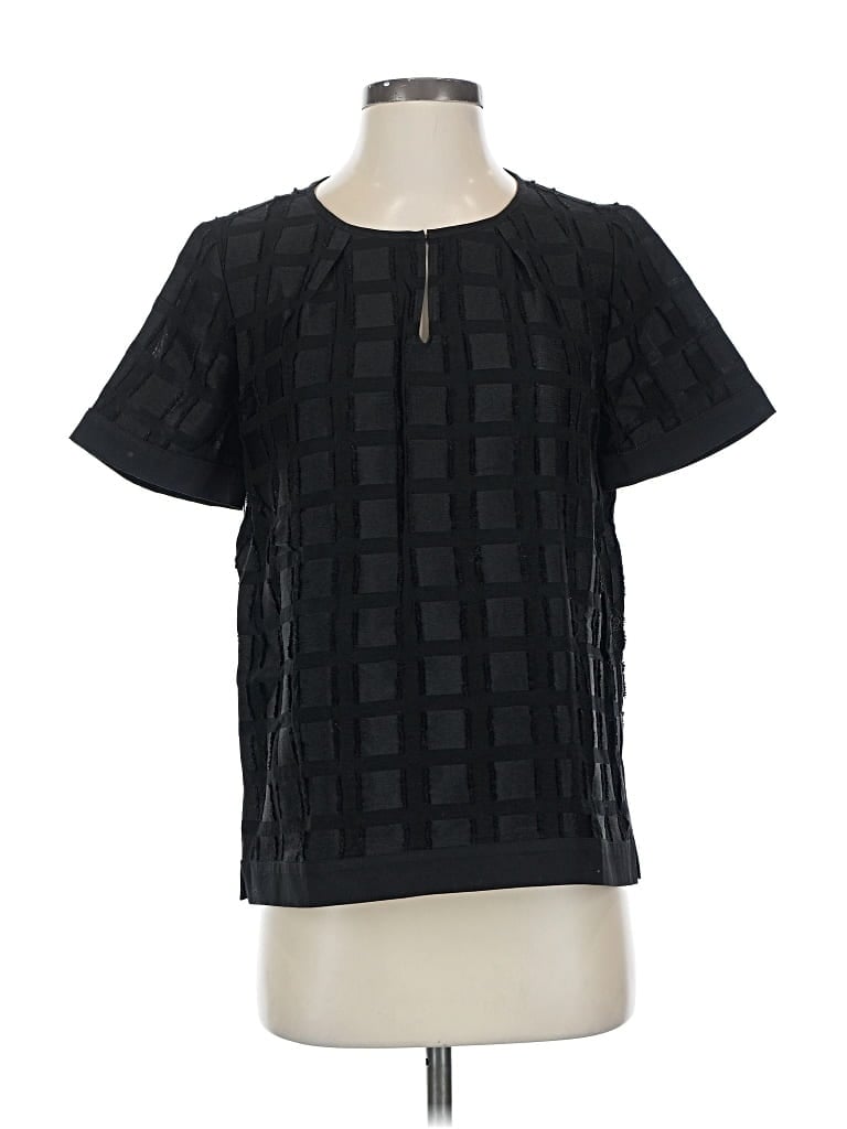 Pre-owned J.crew Factory Store Short Sleeve Blouse In Black