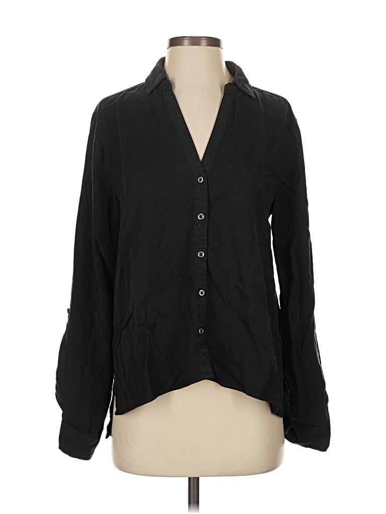 Pre-owned Saks Fifth Avenue Long Sleeve Blouse In Black