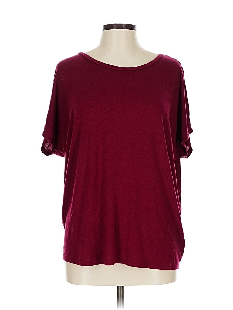 Pre-owned Express One Eleven Short Sleeve Top Burgundy Scoop Neck Tops
