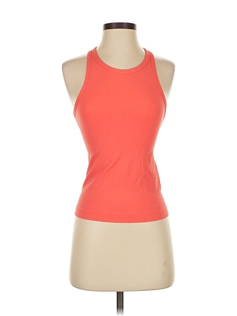 Pre-owned Lululemon Athletica Tank Top Orange Halter Neckline Tops