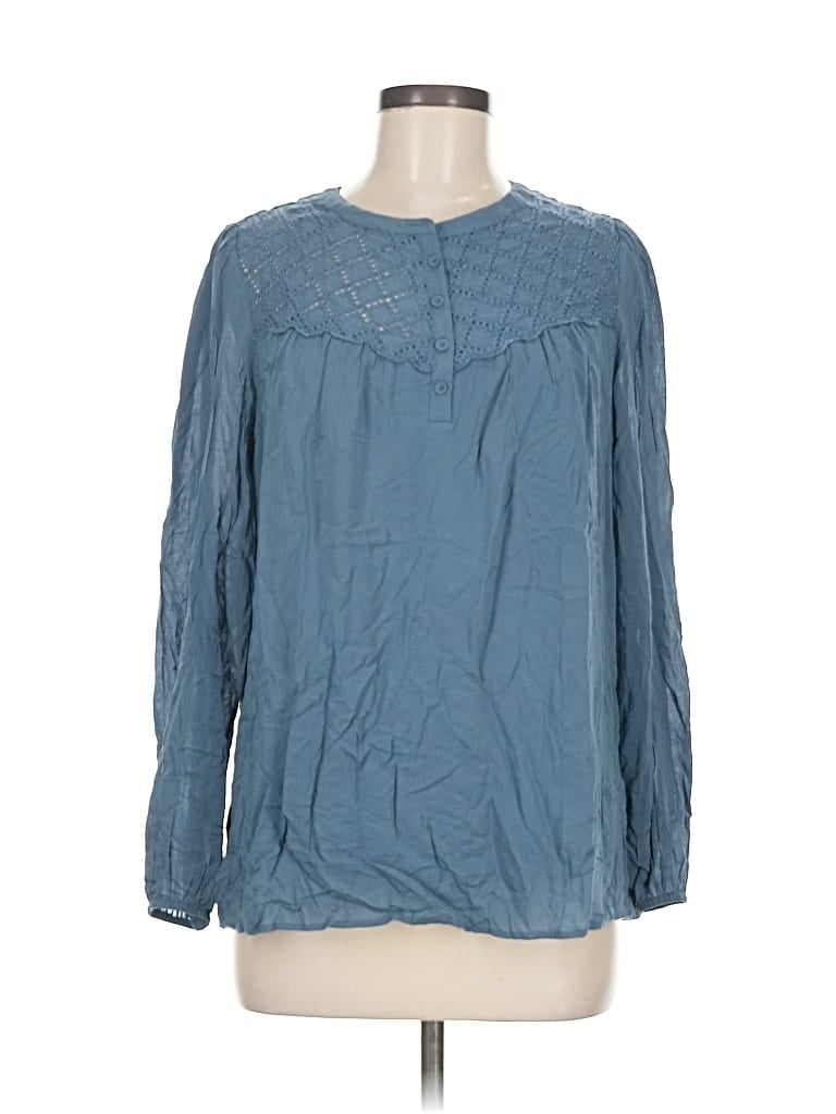 Pre-owned Daniel Rainn Long Sleeve Blouse In Blue