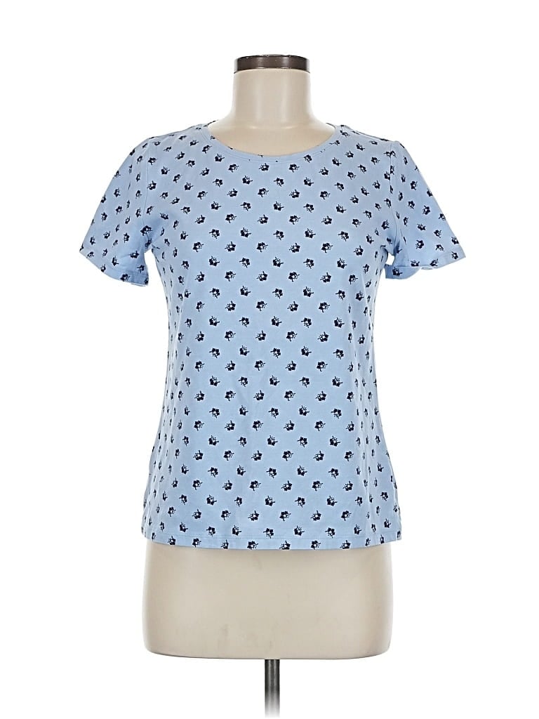 Pre-owned Ann Taylor Factory Short Sleeve T-shirt In Blue