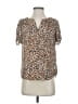 Maison d' Amelie 100% Polyester Animal Print Brown Short Sleeve Blouse Size XS - photo 1