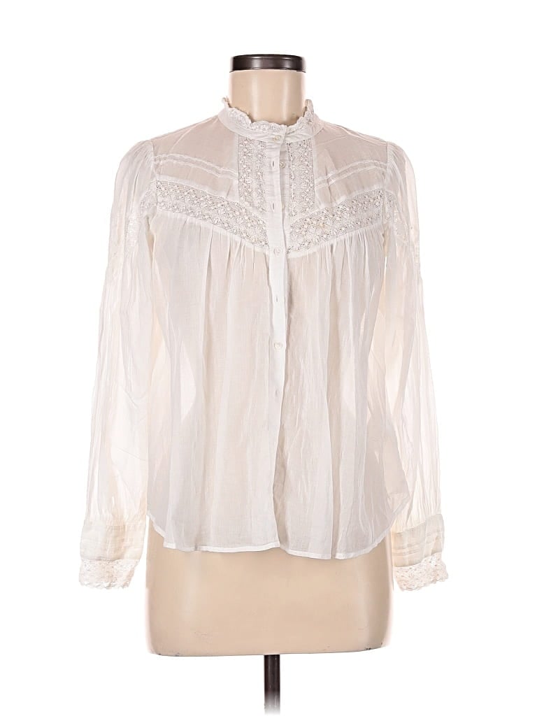Pre-owned Ba&sh Long Sleeve Blouse In White