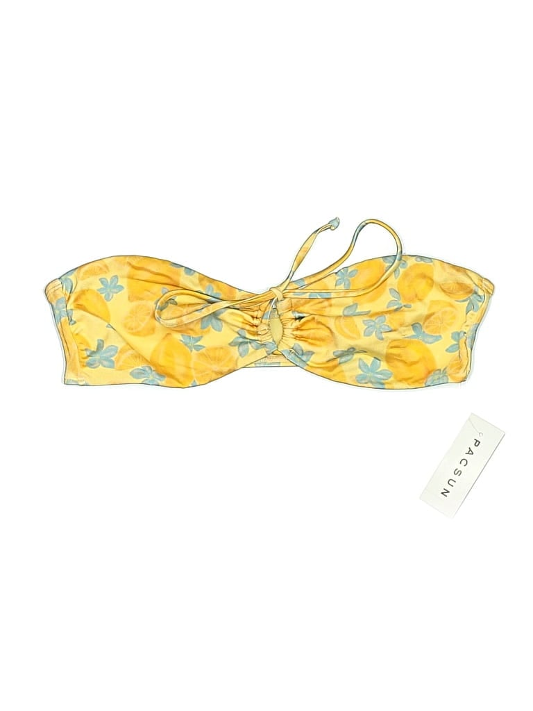 Pacsun Swimsuit Top Yellow Print Pattern Swimwear In Yellow