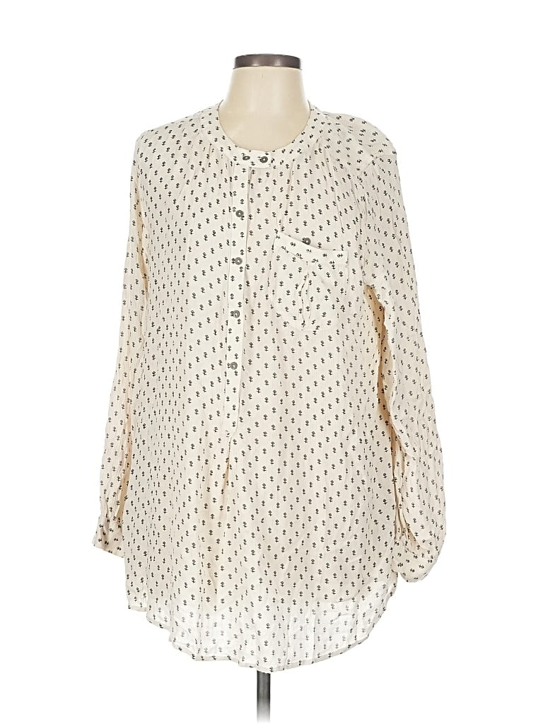 Pre-owned Free People Long Sleeve Blouse In White